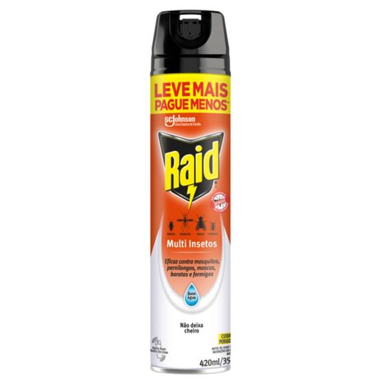 Imagem de Inseticida Multi Insetos Raid Aerossol Base Água Sem Perfume 420ml Leve Mais Por Menos