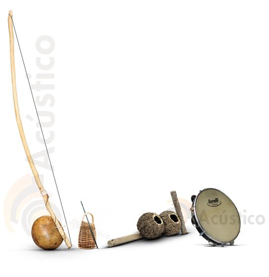 Imagem de Instrumentos de Capoeira Berimbau + Pandeiro Couro + Agogô