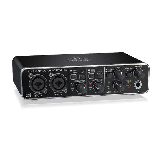 Imagem de Interface Áudio Behringer U-phoria Umc 204hd Usb Combo Midi