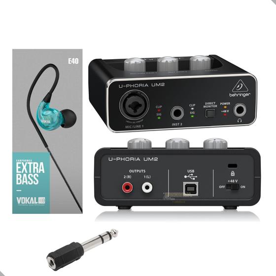 Imagem de Interface De Áudio Behringer U-Phoria Um2 + Fone In Ear