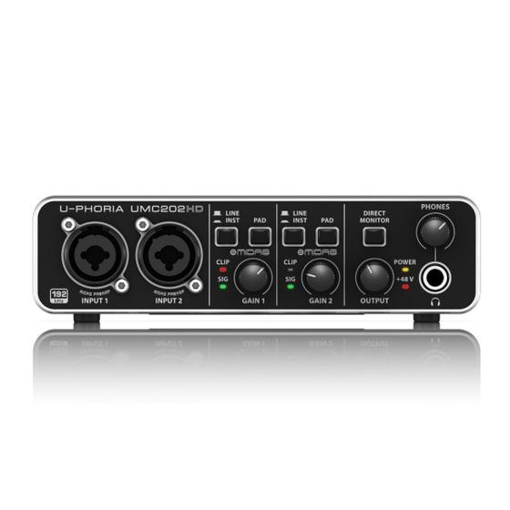 Interface de Áudio USB e MIDI Behringer U-Phoria UMC202HD 24-bit/192 kHz com pré Midas Menor preço em Interface de Áudio USB e MIDI Behringer U-Phoria UMC202HD 24-bit/192 kHz com pré Midas