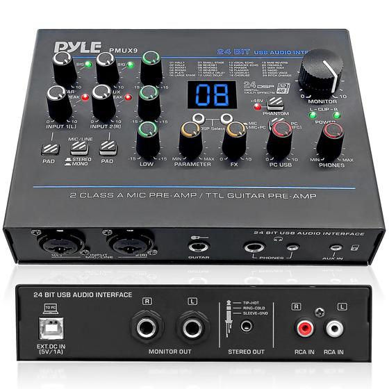Imagem de Interface de Áudio USB Pyle PMUX9 - com MIC/LINE, Guitarra e RCA