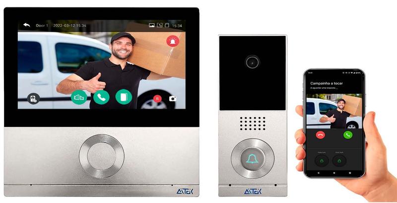 Imagem de Interfone Apartamento E Residencial Touch Sem Fio Wifi Câmera E Monitor 7 pol App Celular Full HD- Destrava Porta