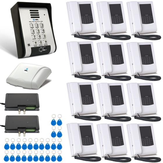 Imagem de Interfone Coletivo Hdl 12 Pontos Com Câmera Para Condomínio Casas Apartamentos Predial Leitor Cartão