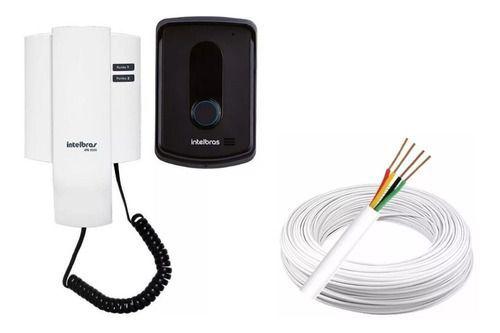 Imagem de Interfone Porteiro Campainha Com Fio Branco Intelbras Com 40 Metros De Cabo