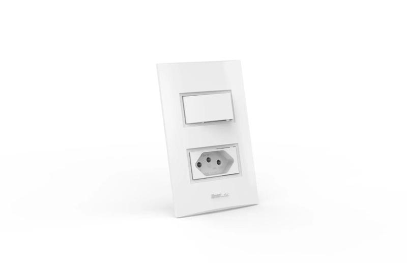 Imagem de Interruptor 1 Tecla Paralelo Com Tomada 10A - Beleze - ENERBRAS