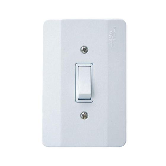 Imagem de Interruptor 1 Tecla Simples 10A Com Placa Mec-Tronic Branco