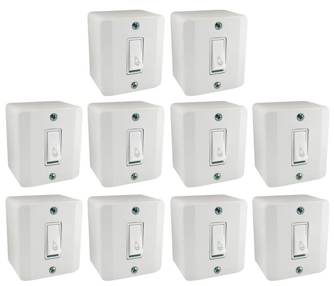 Imagem de Interruptor 1 Tecla Simples Sistema X Branco Radial c/ 10
