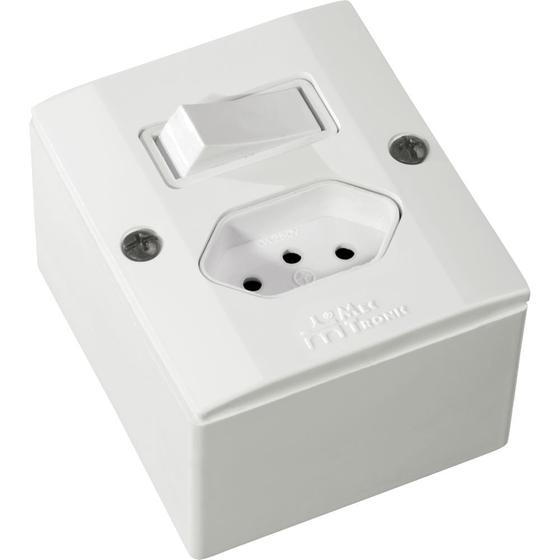 Imagem de Interruptor 1simples+tomada 2polos+terra nbr sistema x branco mectronic