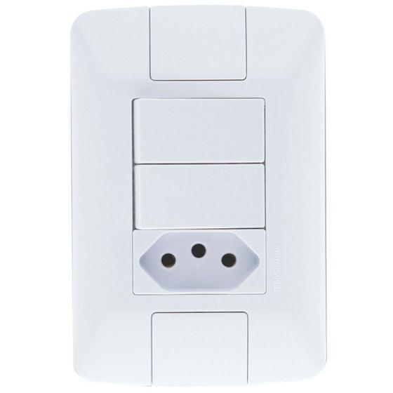 Interruptor 2 Secção Simples + Tomada 2P+T 10A 57241/073 ARIA - Tramontina Menor preço em Interruptor 2 Secção Simples + Tomada 2P+T 10A 57241/073 ARIA - Tramontina