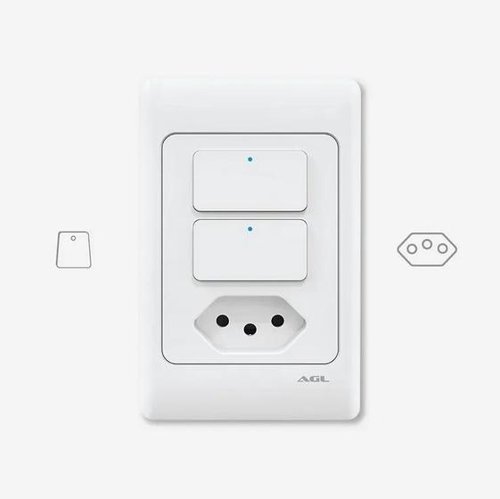 Interruptor 2 Teclas Com Tomada Inteligente Wifi Smart Agl Menor preço em Interruptor 2 Teclas Com Tomada Inteligente Wifi Smart Agl