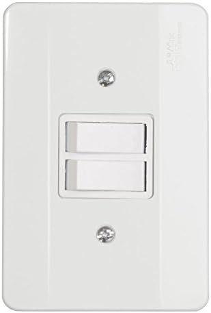 Imagem de Interruptor 2 Teclas Simples com Placa Branca Mectronic