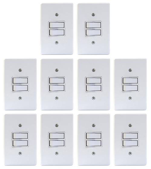 Imagem de Interruptor 2 Teclas Simples Linha Gelo Radial c/ 10