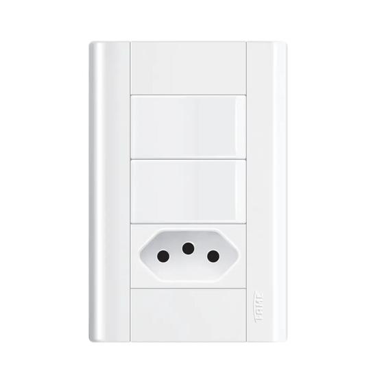 Imagem de Interruptor 2 Teclas + Tomada 10a C/ Placa 4x2 Fame Modulare