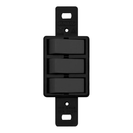 Imagem de Interruptor 3 Teclas Paralelas 10A Preto Sem Placa Lumibras