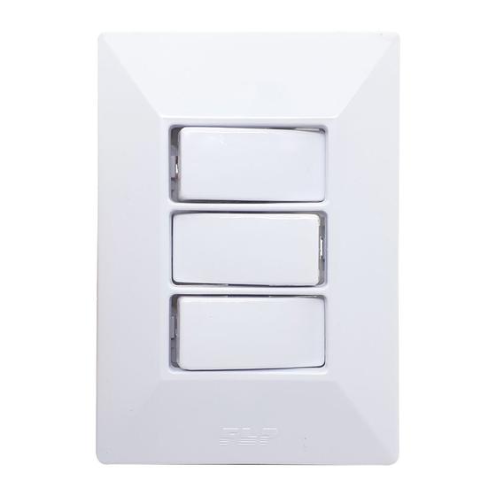 Imagem de Interruptor 3 Teclas Simples 10A Linha Dubai Com Placa Espelho Branco Bivolt 127v e 250v