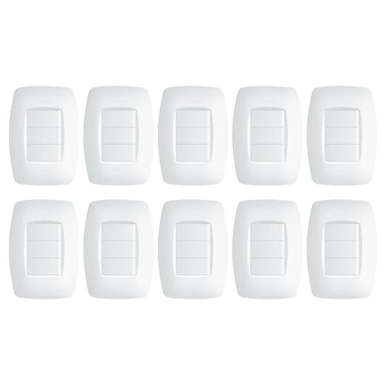 Imagem de Interruptor 3 teclas simples com placa 4x2 Fame Elegance - Kit 10 un