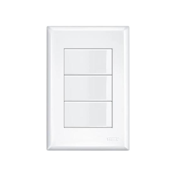 Imagem de Interruptor 3 teclas simples com placa 4x2 Fame Evidence