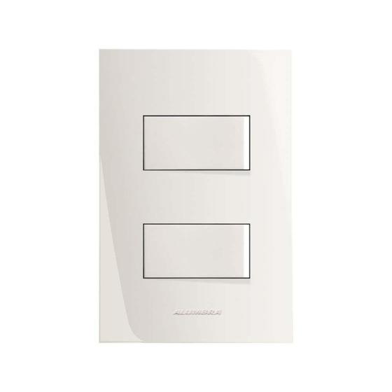 Imagem de Interruptor 4x2 duplo simples com placa branco Inova Alumbra