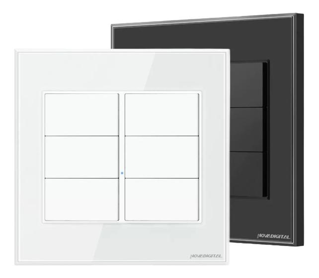 Imagem de Interruptor 4x4 com tecla fisica 6 botoes zigbee preto