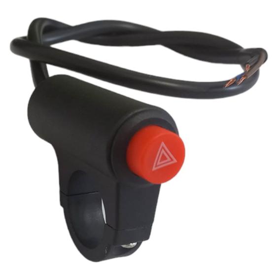 Imagem de Interruptor Botão Pisca Alerta Universal Com Suporte Guidão