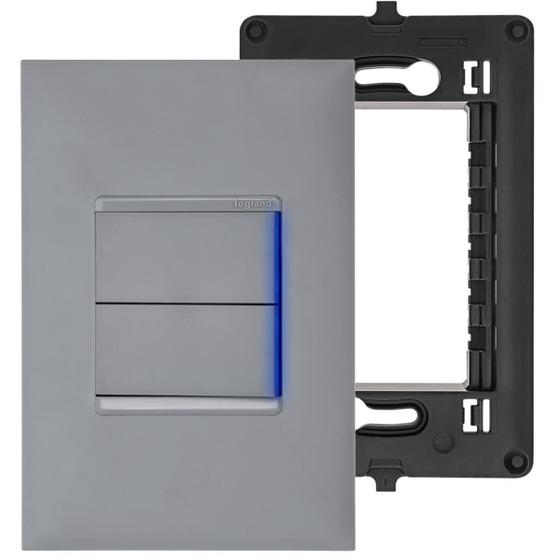 Imagem de Interruptor Cinza Paralelo 2 Teclas Com Led Pial Plus+ Legrand