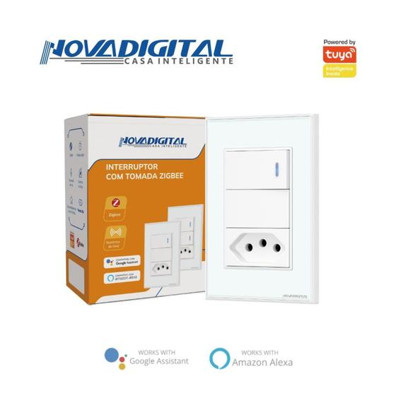 Imagem de Interruptor com 1 Tecla Física + Tomada Zigbee Branca