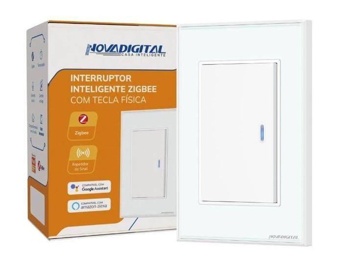 Imagem de Interruptor com 1 Tecla Física Zigbee Branco