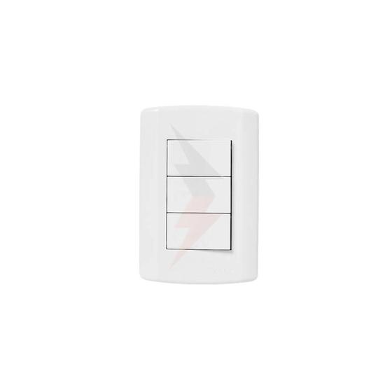Imagem de Interruptor Com 3 Teclas Simples Com Placa 4x2 Branco 