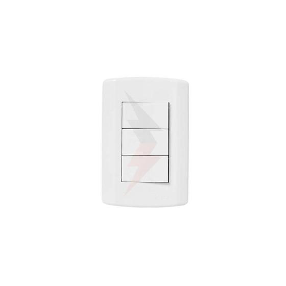 Imagem de Interruptor Com 3 Teclas Simples Com Placa 4x2 Branco  - pluzie
