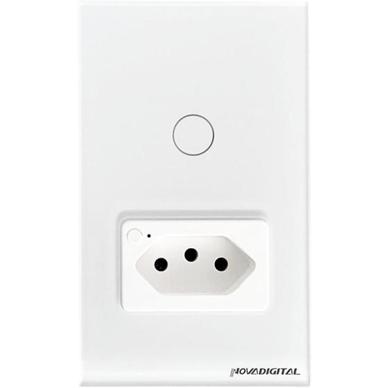 Imagem de Interruptor com Tomada Inteligente 1 Botão Touch Wi-Fi Branco Novadigital IT-WK-01-W / IT-WK-02-W1