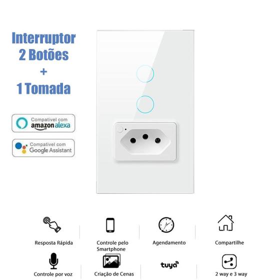 Imagem de Interruptor Com Tomada Wifi Nova Digital Tuya Smart Life