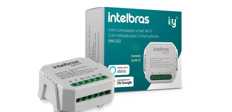 Imagem de Interruptor Controlador de Cargas Wi-Fi EWS 222 Branco Intelbras