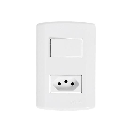 Imagem de Interruptor de 1 Tecla Simples e Tomada 2p+t 20A , Modular, com Placa 4x2 e Suporte Branco