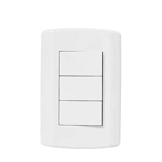 Imagem de Interruptor de 3 teclas simples branco Modular Pluzie