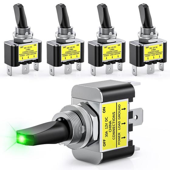 Imagem de Interruptor de Alternância Nilight (5 Peças) - 12V 30A com LED Verde