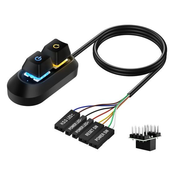Imagem de Interruptor de extensão externo de desktop SinLoon Power Button Black