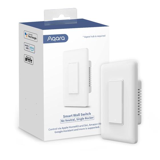 Imagem de Interruptor de luz inteligente Aqara (não neutro, com botão único), requer AQARA HUB, interruptor de luz Zigbee, controle remoto e automação residenci
