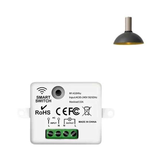 Imagem de Interruptor de Luz Sem Fio RF 433MHz 10A - Mini Botão Redondo com Controle Remoto
