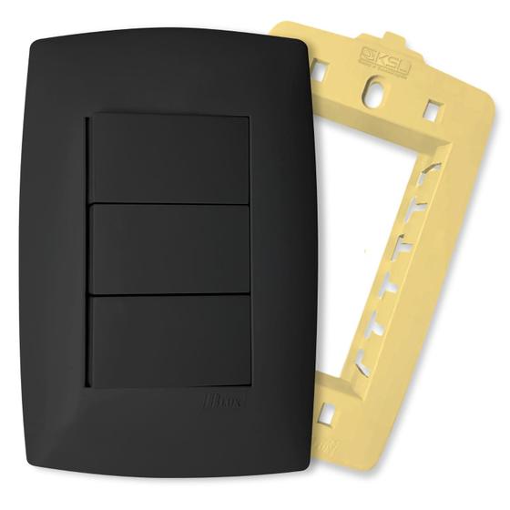 Imagem de Interruptor de Luz Triplo 1 Simples + 2 Paralelo Three Way Grafite Home B.Lux