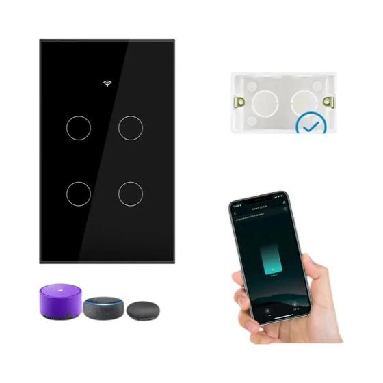 Imagem de Interruptor de Luz Wi-Fi Inteligente Tuya - RF433 - Funciona com Alexa (Fio Neutro Opcional)