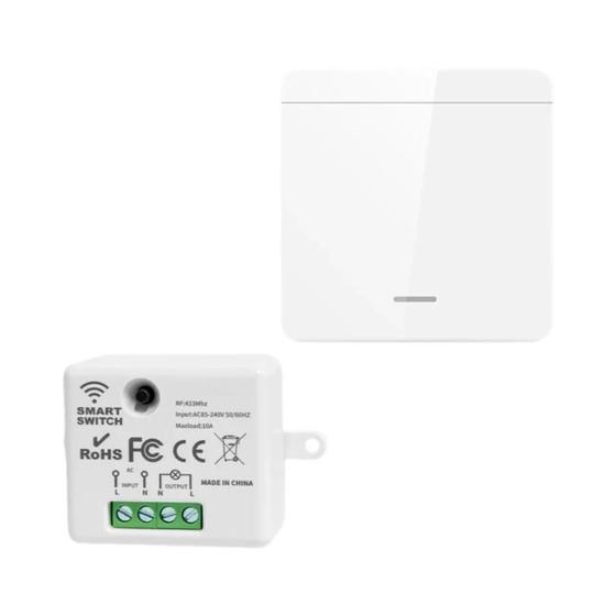 Imagem de Interruptor de Parede Sem Fio RF 433MHz - Receptor Relé 1/2/3 Gangues - Controle Remoto para Lâmpada LED 10A