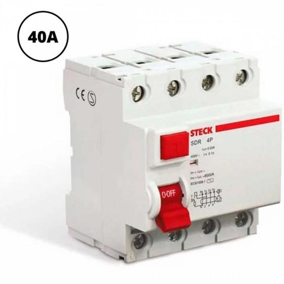 Imagem de Interruptor diferencial fuga idr tetrapolar 40a 30ma steck