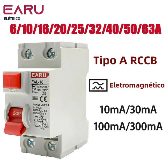 Imagem de Interruptor Diferencial-Residual (IDR) 32A 10-300mA Tipo A - 2 Unidades