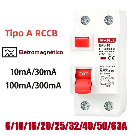 Imagem de Interruptor Diferencial-Residual (IDR) 32A 10-300mA Tipo A - 2 Unidades