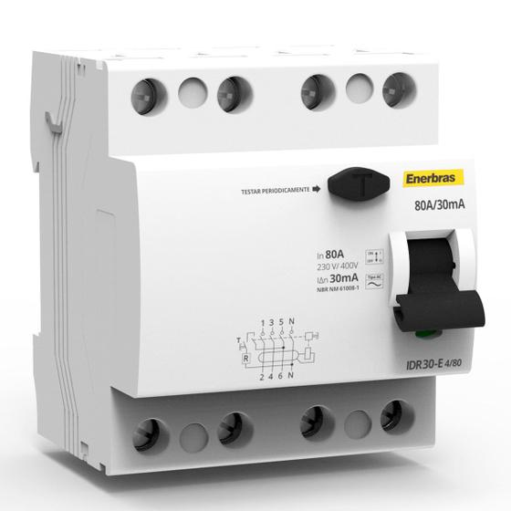 Imagem de Interruptor Diferencial Residual  Quadripolar 80A 30MA 6KA ENERBRAS