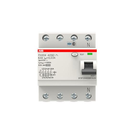 Imagem de Interruptor Diferencial Residual Residencial norma IEC 4 polos 63A Tipo AC 30mA, linha FH200, ABB