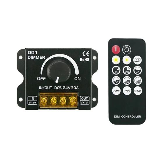 Imagem de Interruptor Dimmer De Luz De Tira LED Sem Fio 30A Com Controlador RF Para Luzes De Fita 5050 SMD COB