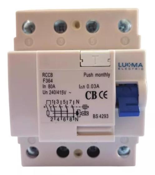 Imagem de Interruptor Dr Tetrapolar 80a 30ma Lukma 39007