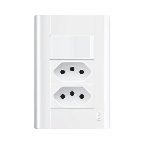 Imagem de Interruptor + duas tomadas 10a com placa 4x2 Fame Modulare